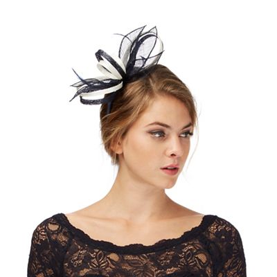 Navy and ivory feather fascinator